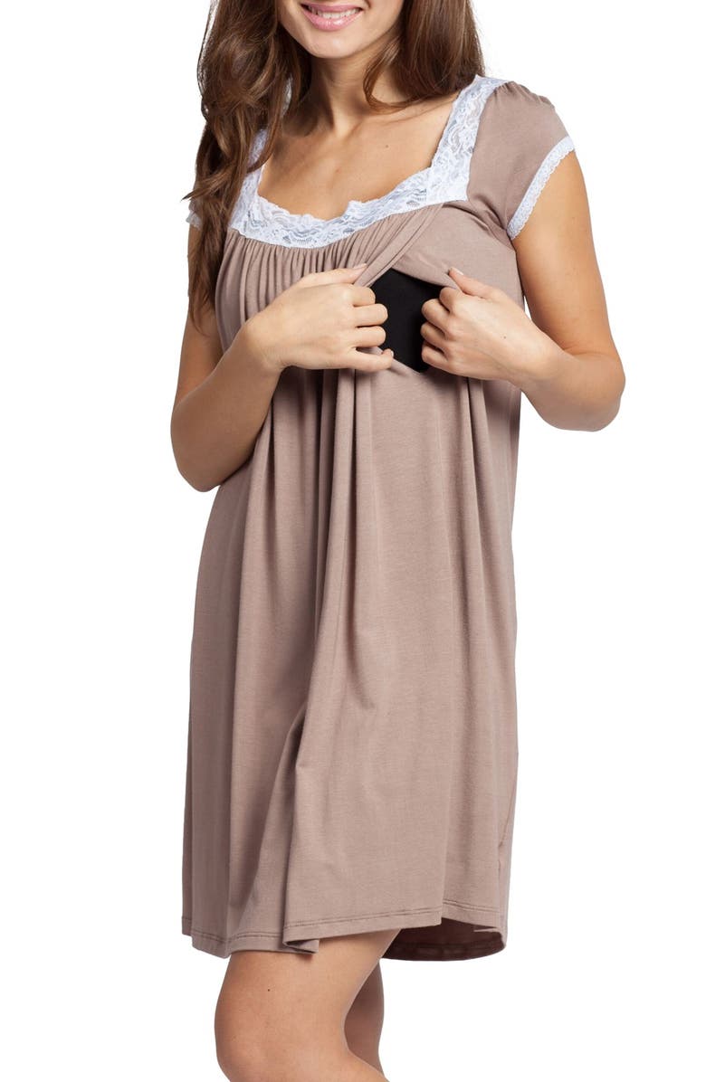 Savi Mom The Lace Maternity/Nursing Nightgown, Alternate, color, 