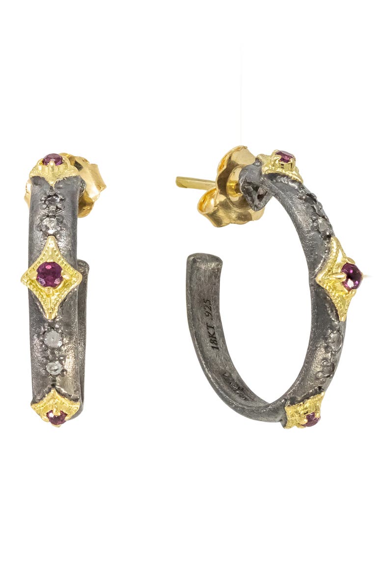 Garnet Crivelli Hoop Earrings, Main, color, PURPLE
