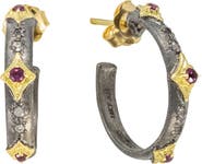 Armenta Garnet Crivelli Hoop Earrings