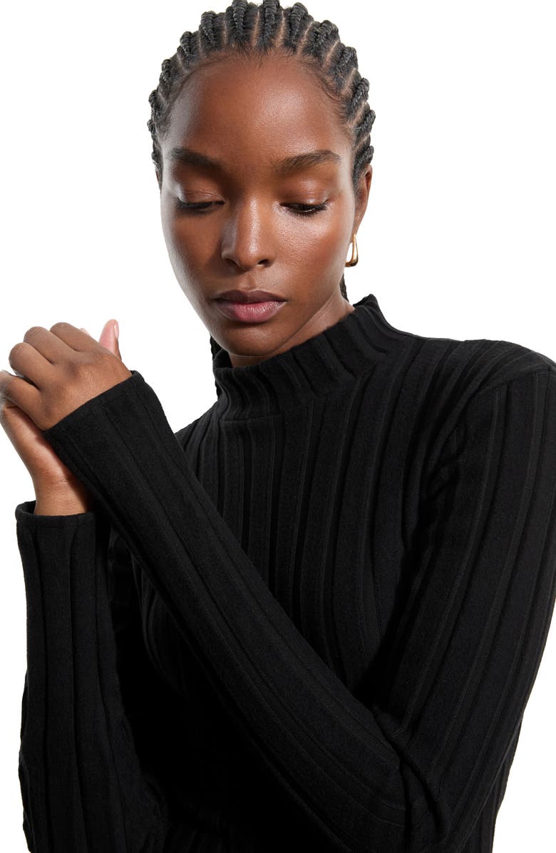 Marcella Samia Mock Neck Rib Sweater, Alternate, color, Black