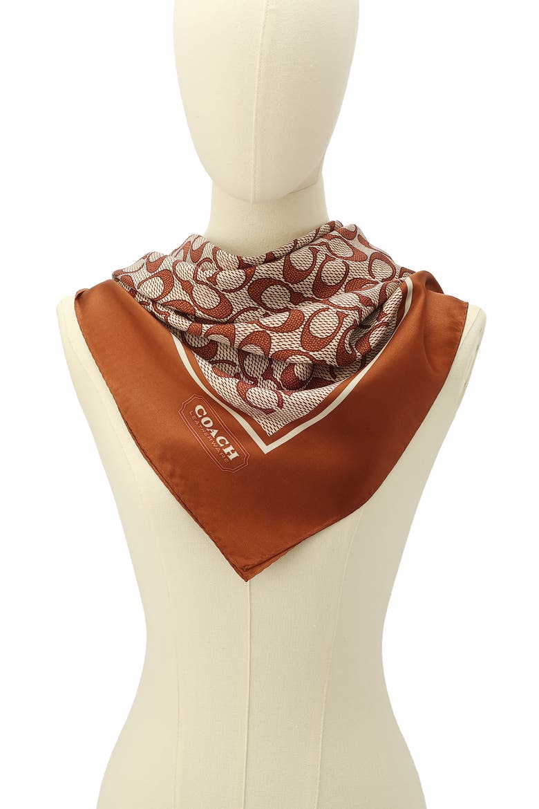 Vintage Signature C Silk Scarf, Alternate, color, PECAN