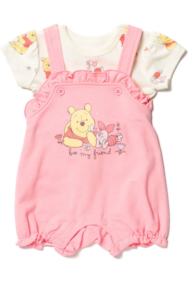 Winnie the Pooh 2-Piece Shortall and T-Shirt Set, Alternate, color, Pink Cream Pooh Piglet