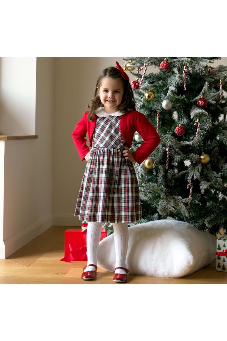 Ivory Tartan Frill Front Dress, Alternate, color, Red
