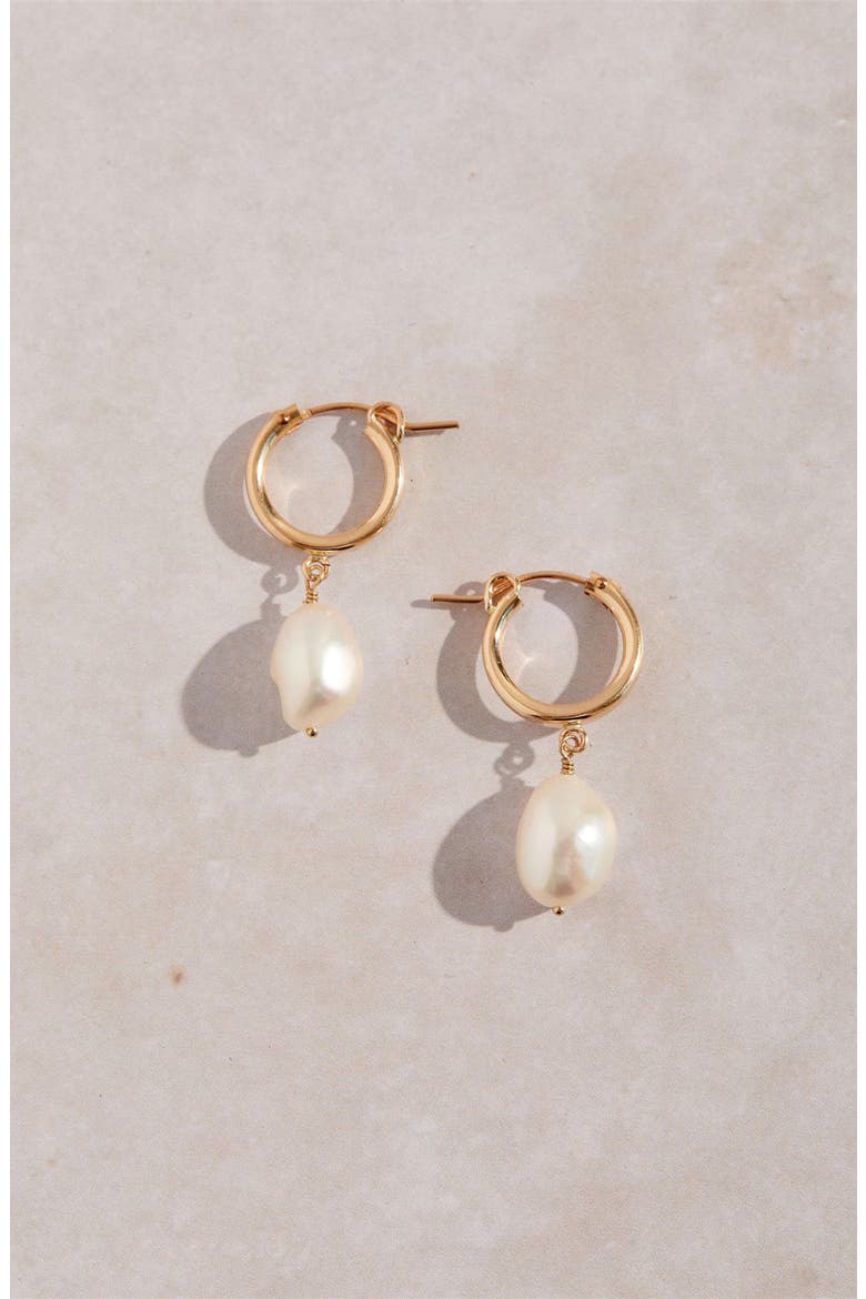 Adelle Keshi Pearl Hoop Earrings, Alternate, color, GOLD