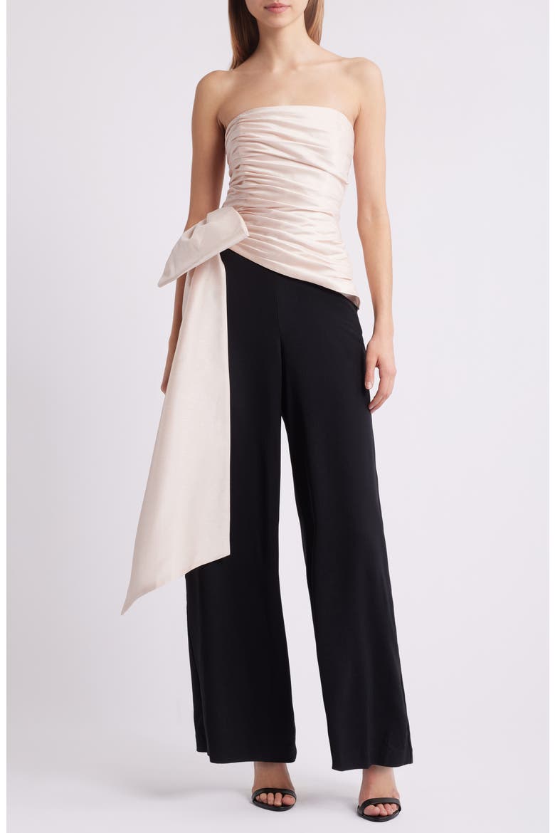 Ruched Strapless Jumpsuit, Main, color, CHAMPAGNE/ BLACK