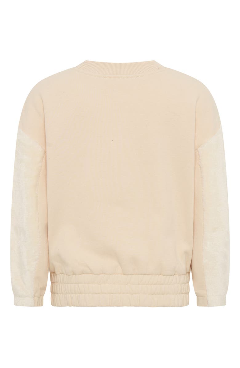 TINY TRIBE Kids' J'Adore Christmas Fleece Sleeve Crewneck Sweatshirt, Alternate, color, Cream