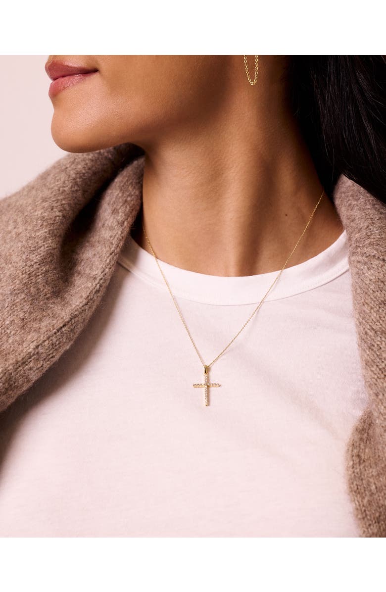 Electric Picks Dove Cubic Zirconia Cross Necklace, Alternate, color, Gold