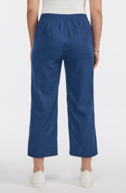 Ellen Tracy Wide Leg Linen Blend Drawstring Crop Pants In Azure