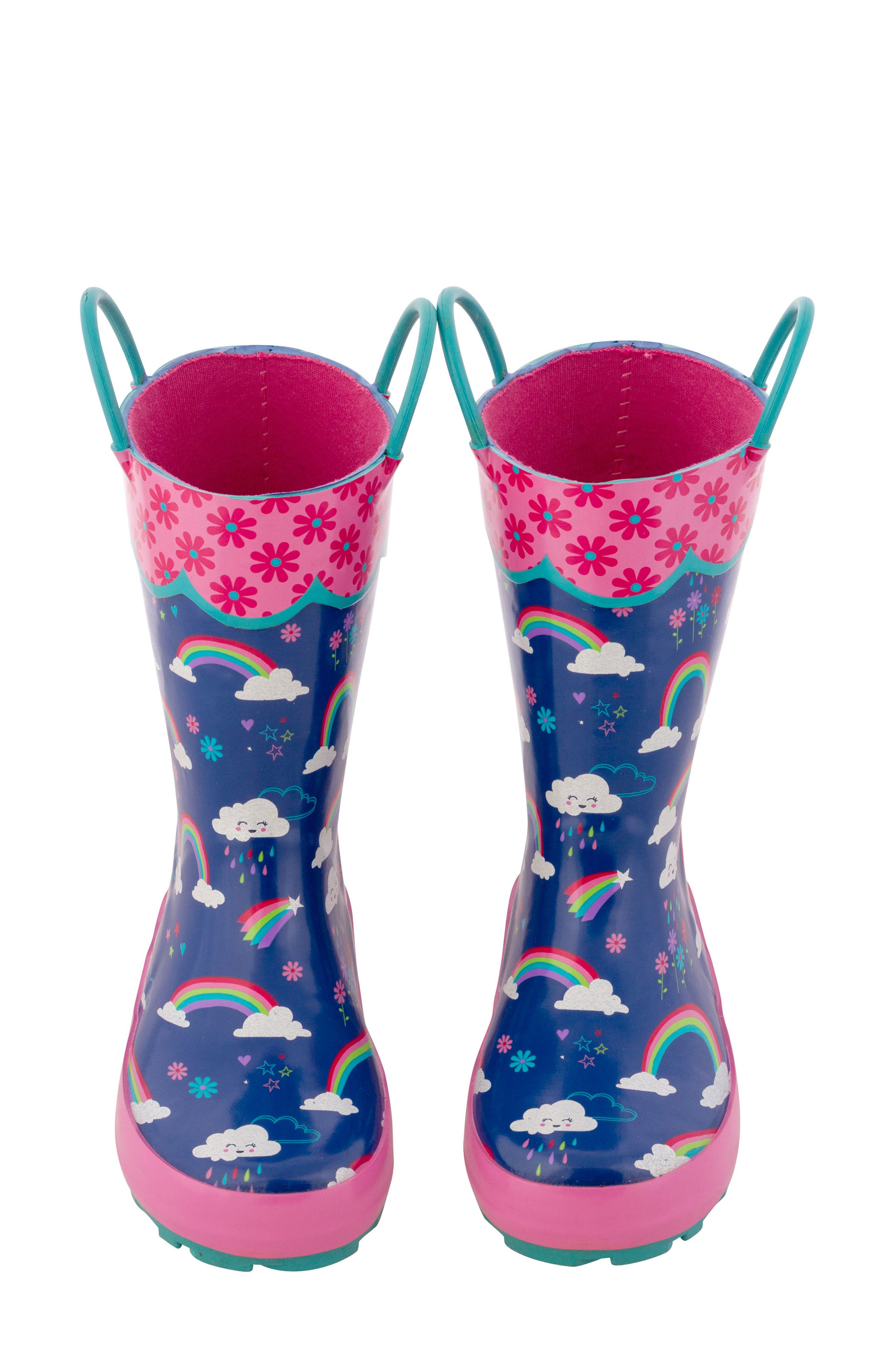 Print Rain Boots & Umbrella Set, Alternate, color, RAINBOW
