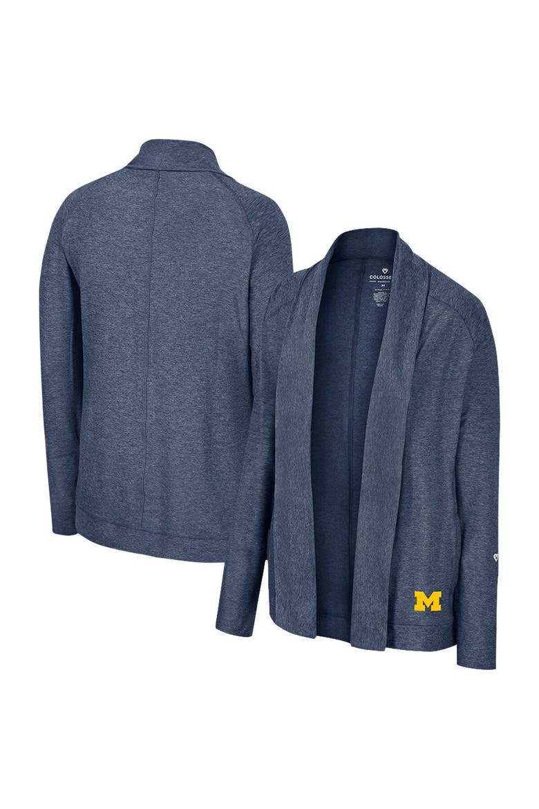 Women's Colosseum Navy Michigan Wolverines Morningside Cardigan Sweater, Main, color, Navy