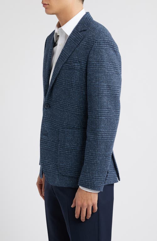 Nordstrom Glen Plaid Knit Cotton Blend Sport Coat In Navy Pepe Texture Plaid