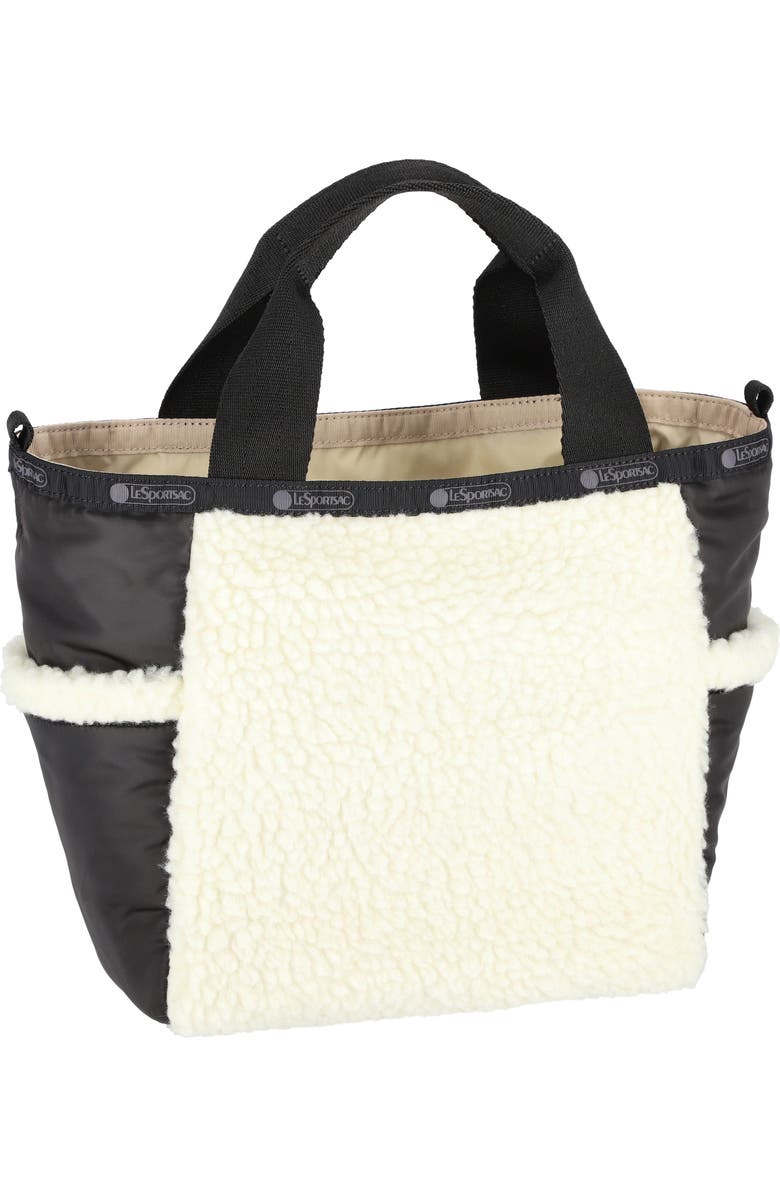 LeSportsac Faux Shearling Tote Bag, Alternate, color, Cream Vegan Sherpa