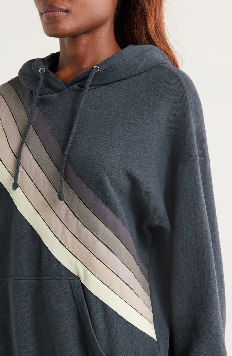 Aviator Nation Cross Stripe Hoodie, Alternate, color, Charcoal/ Charcoal