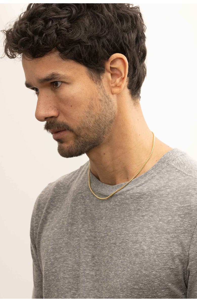 Oradina Men's Round Bodega Box Chain in 14K Gold, Alternate, color, 14K Yellow Gold