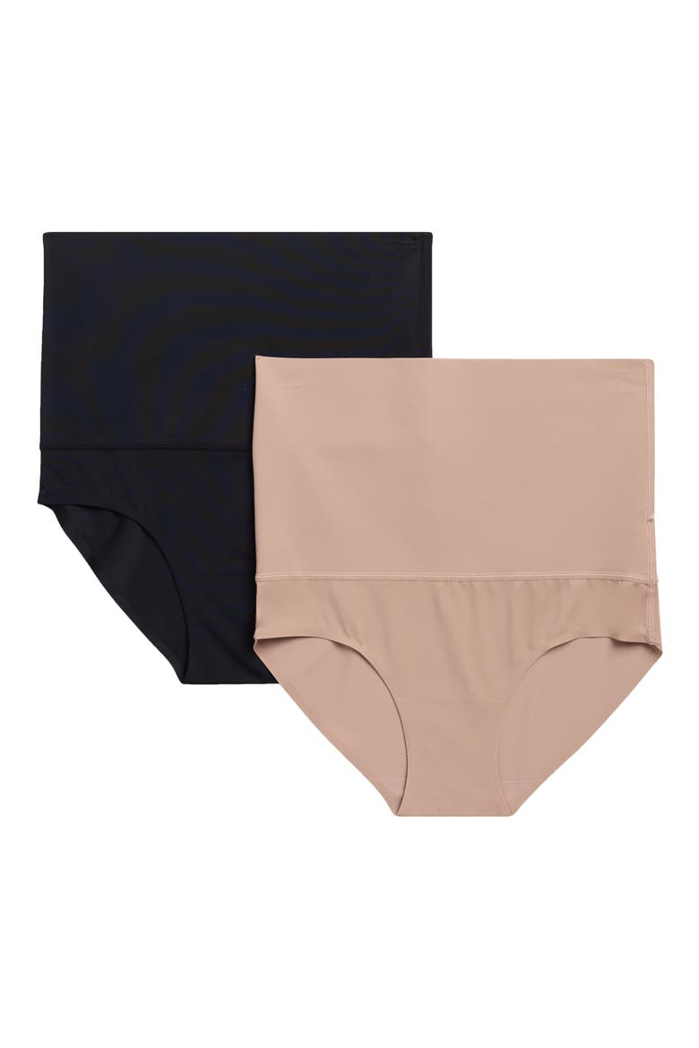 2-Pack High Waisted Shaper Briefs, Alternate, color, BLACK ROEBUCK