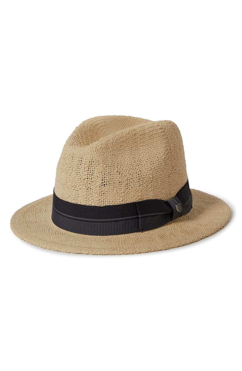 Brixton Roma Straw Fedora, Main, color, Natural/ Black