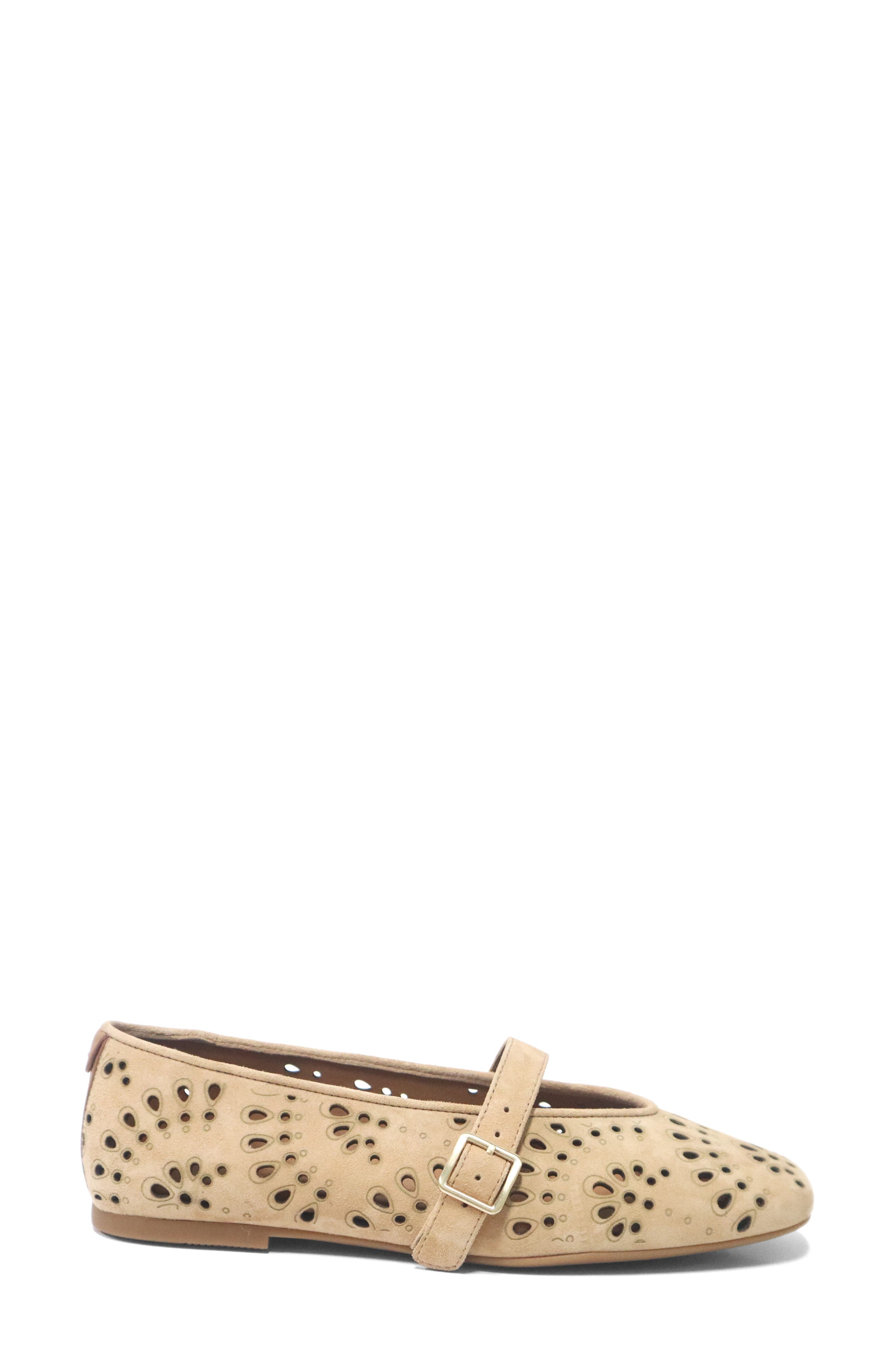 Wini Laser-Cut Mary Jane Flat, Alternate, color, PORCINI SUEDE
