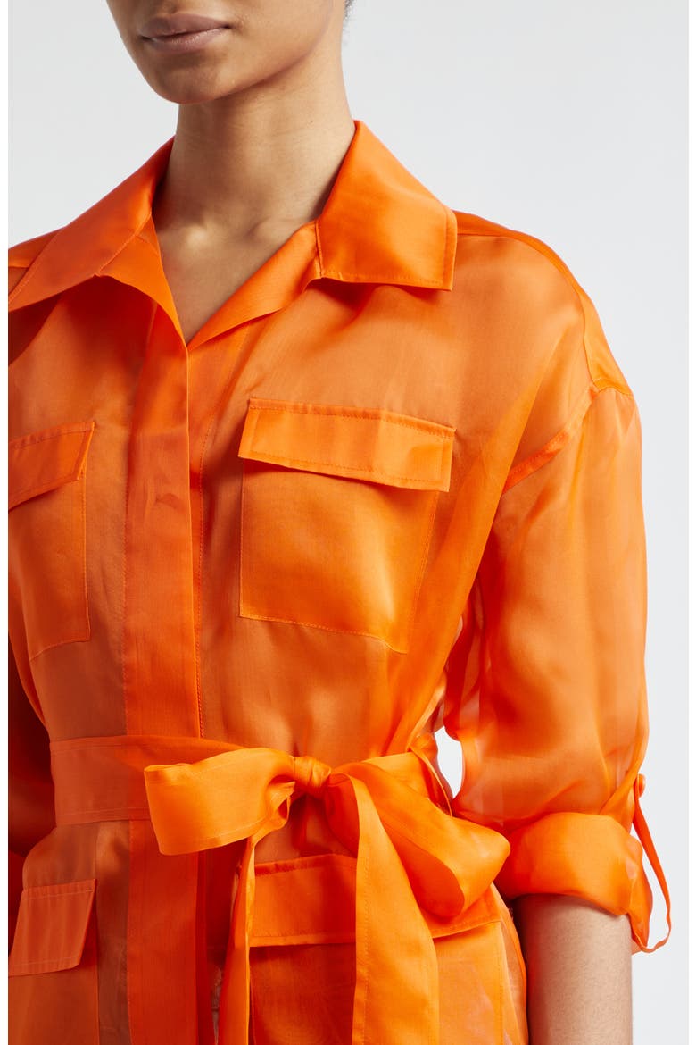 Colson Tie Belt Silk Organza Safari Wrap Jacket, Alternate, color, POP ORANGE