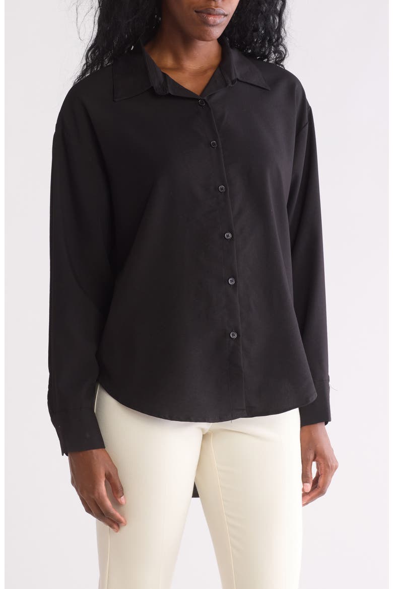 Oversize High-Low Button-Up Shirt, Main, color, BLACK