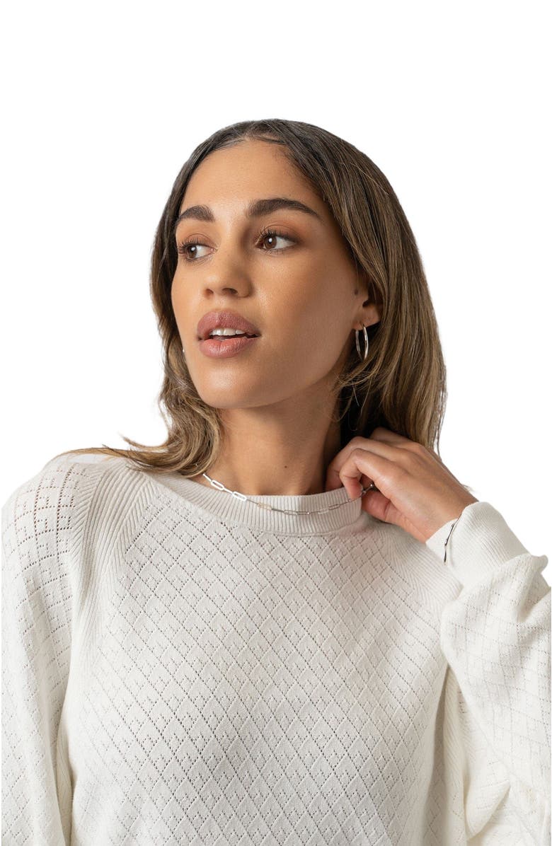 Saint + Sofia Diamond Knit Sweater, Alternate, color, White