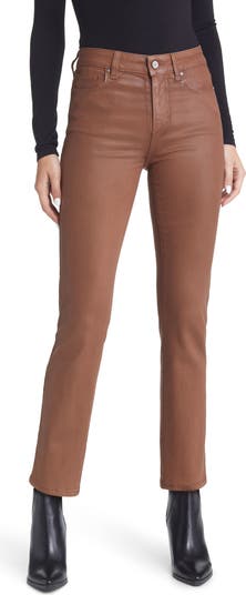 PAIGE Cindy Coated High Waist Ankle Straight Leg Jeans