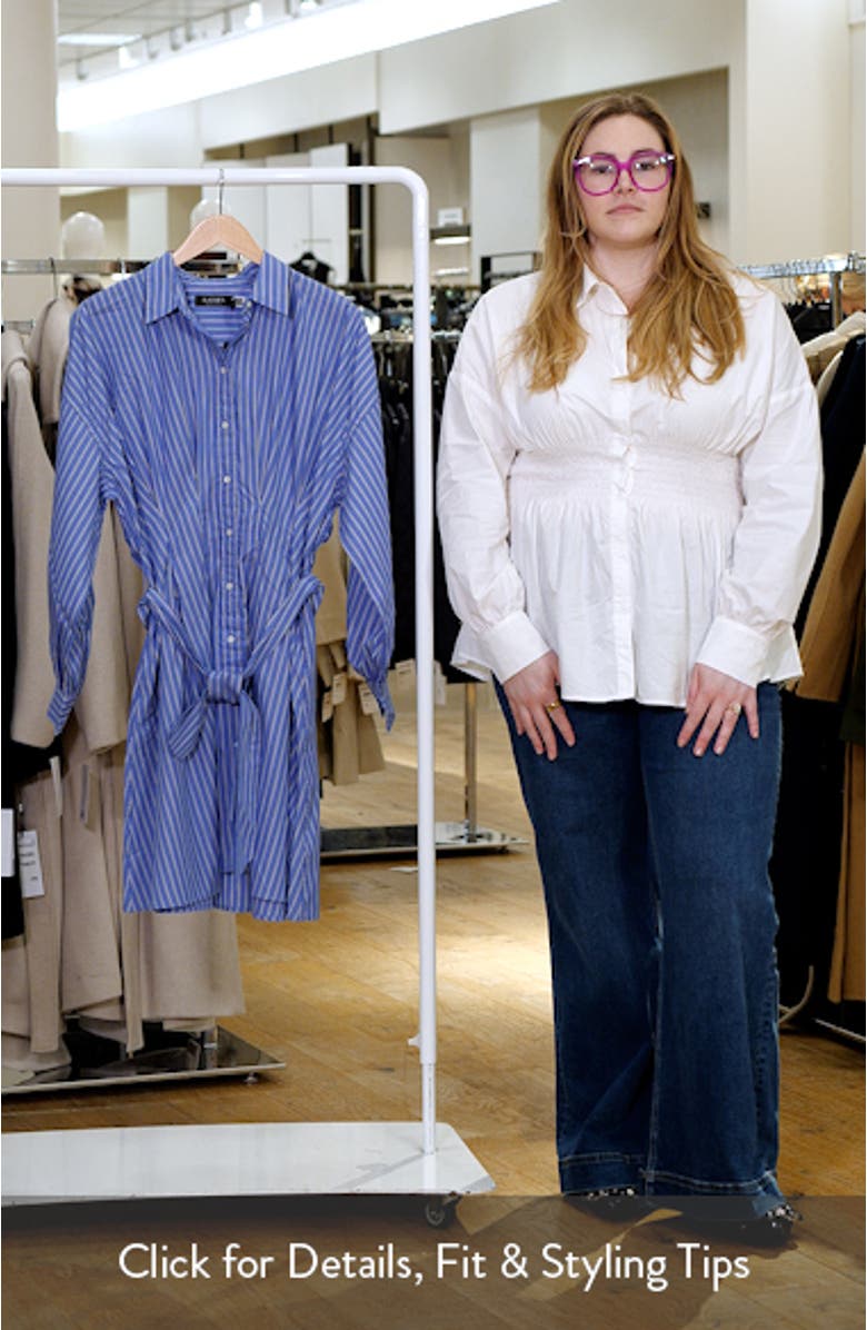 Yarn Dyed Broadcloth Cotton Long Sleeve Shirtdress, sales video thumbnail