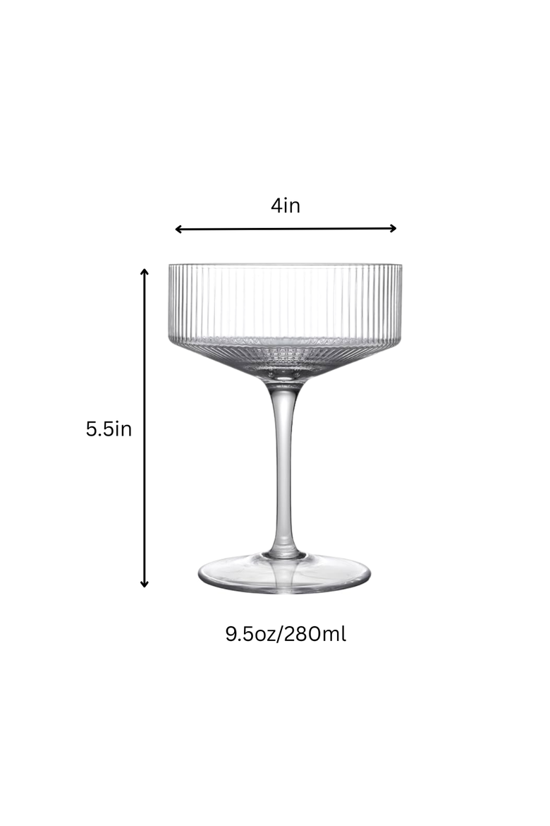 Clear Ribbed Martini Coupe Glass 9.5oz - Set of 6, Alternate, color, Clear