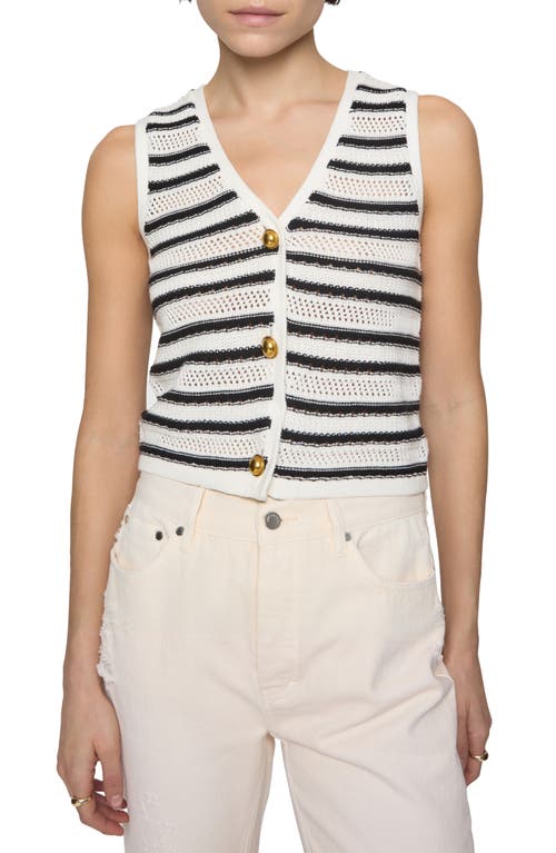 Rebecca Minkoff Stripe Open Stitch Cotton Sweater Vest In White