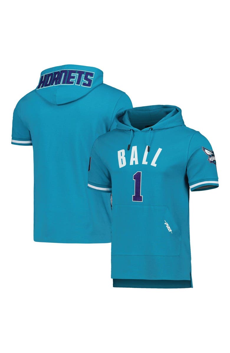 PRO STANDARD Men's Pro Standard LaMelo Ball Teal Charlotte Hornets Name & Number Short Sleeve Pullover Hoodie, Main, color, Teal