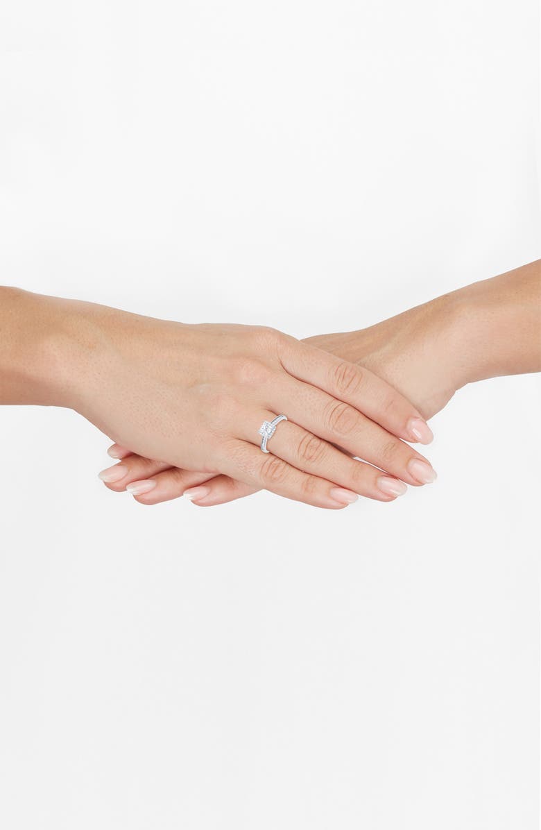 Frankie & Zoe 10K White Gold Lab Grown Diamond Halo Ring, Alternate, color, White Gold