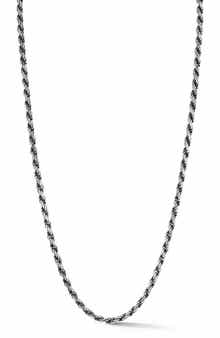 Yield of Men Oxidized 5mm Rope Chain Necklace