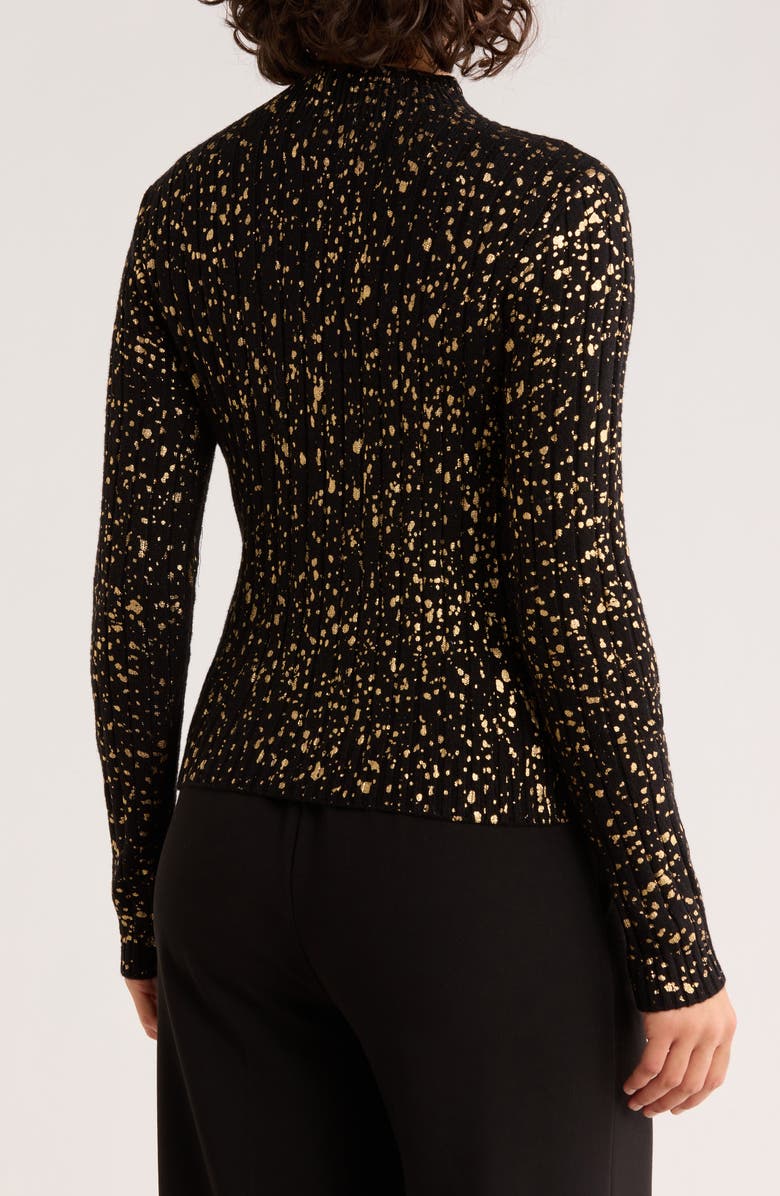 JASON WU Metallic Dot Funnel Neck Sweater, Alternate, color, Black/ Gold