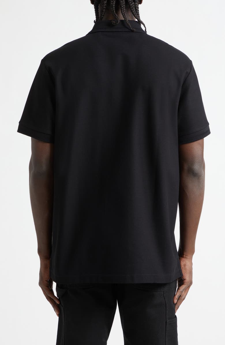 Burberry Eddie EKD Embroidered Cotton Piqué Polo, Alternate, color, Black
