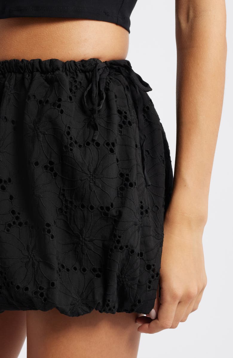 Mistress Rocks Broderie Anglaise Cotton Miniskirt, Alternate, color, Black