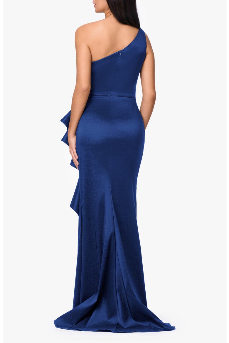One-Shoulder Cascade Ruffle Gown, Alternate, color, ROYAL/ ROYAL
