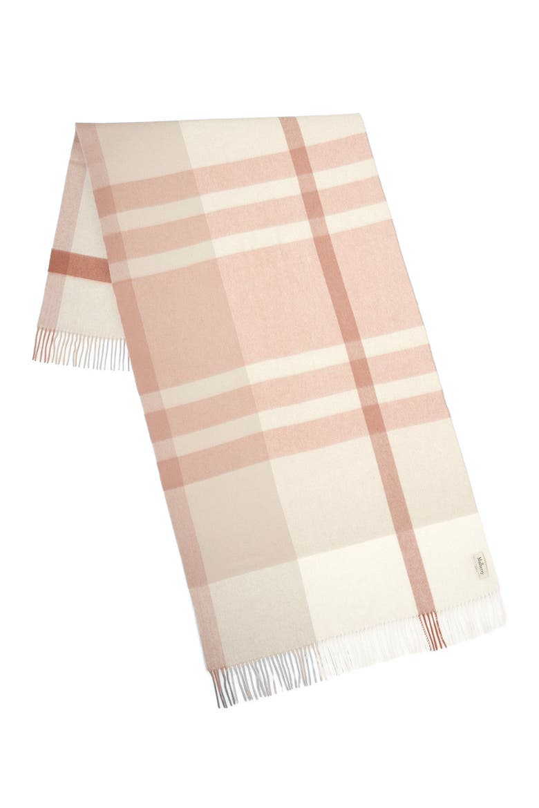 Large Check Merino Wool Scarf, Alternate, color, Maple-White