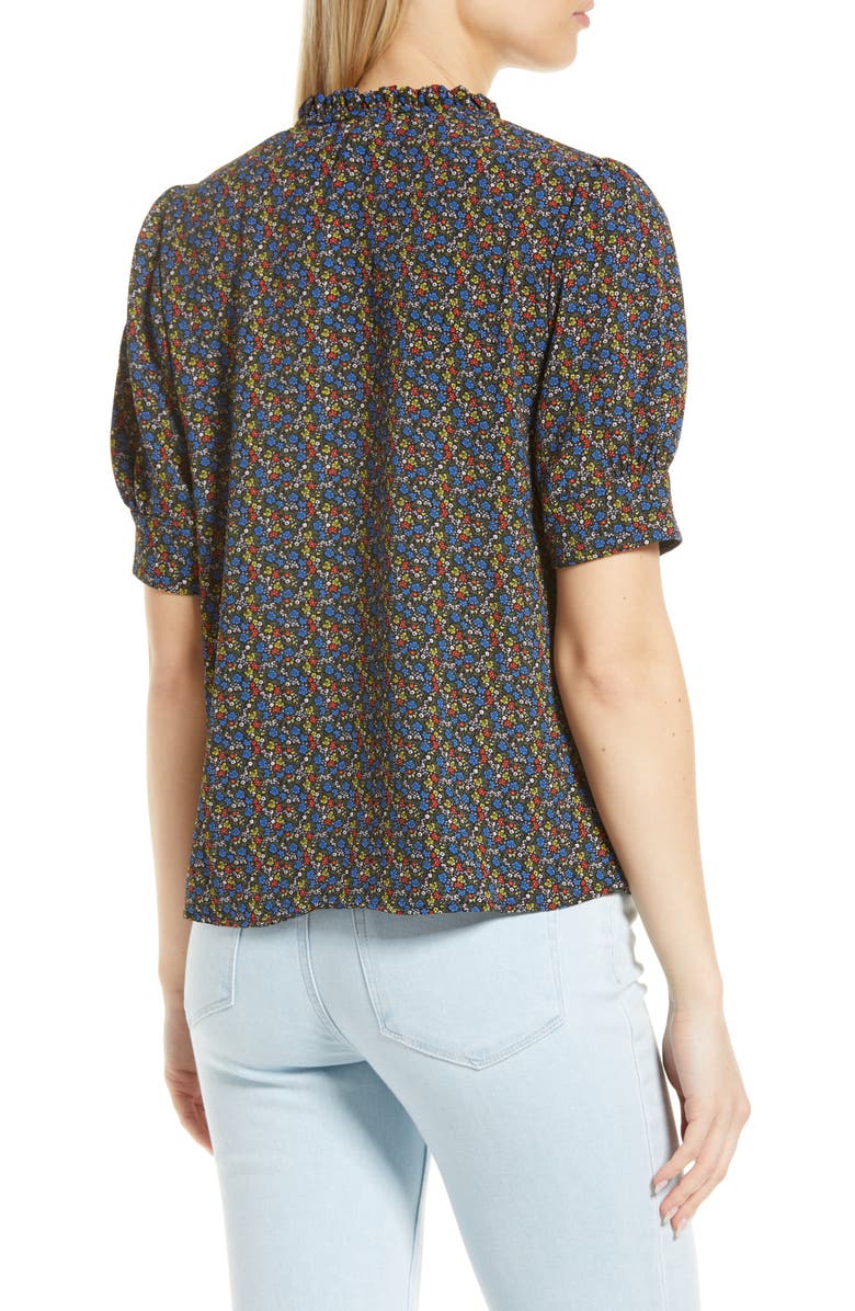 CeCe Floral Print Tie Neck Blouse, Alternate, color, 