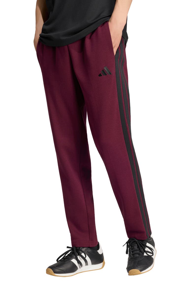 Essentials 3-Stripes Fleece Joggers, Main, color, MAROON/ BLACK