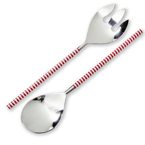 Candy Stripe Stainless Steel Serving Fork Red Multi Utensil