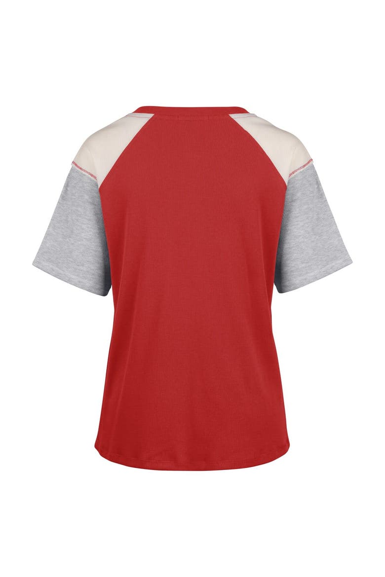 Women's '47 Red Georgia Bulldogs Underline Harvey Colorblock Raglan Henley T-Shirt, Alternate, color, Red
