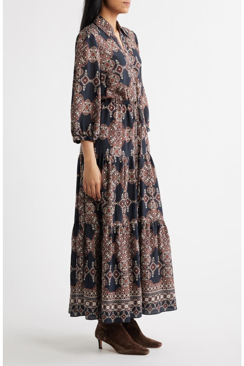 Mixed Paisley Long Sleeve Shirtdress, Alternate, color, BLACK MULTI