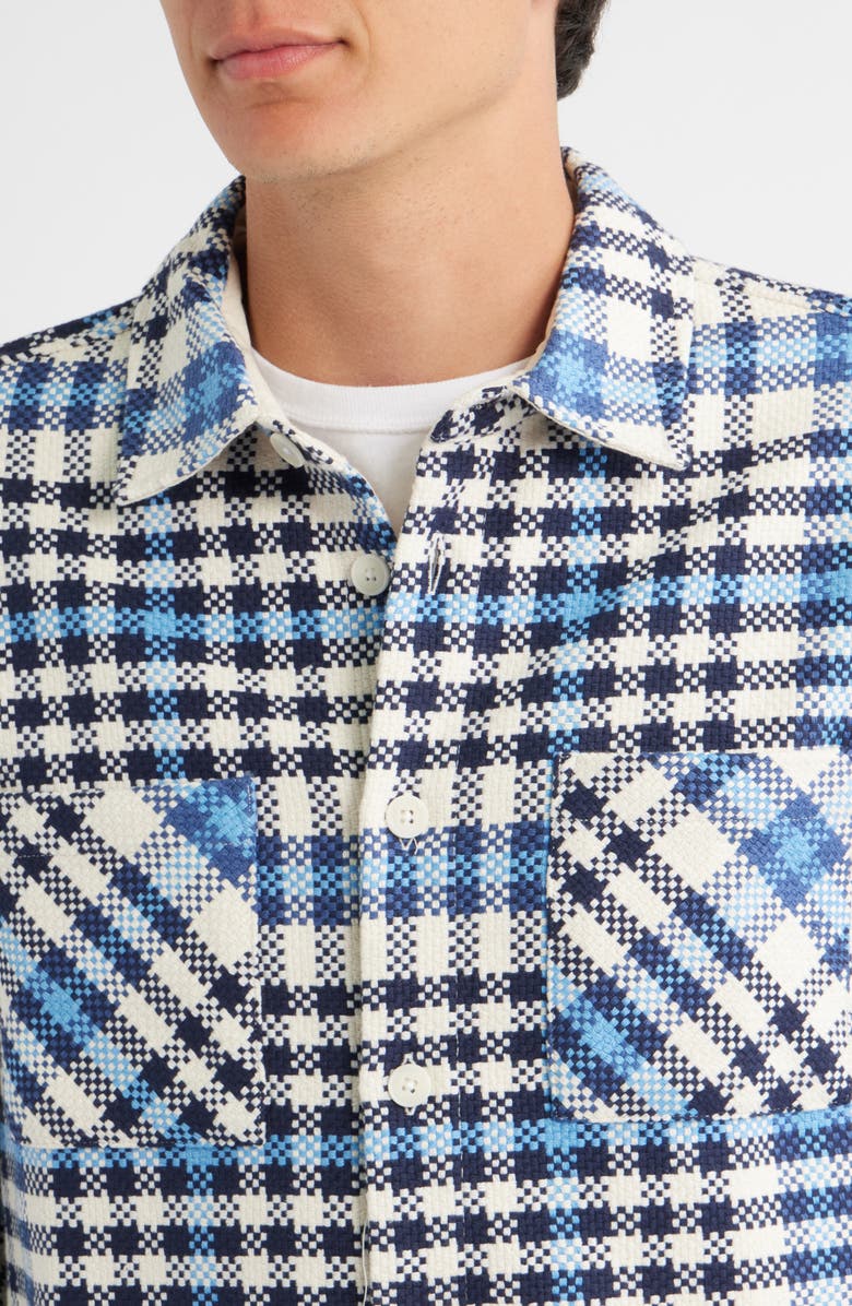 Wax London Whiting Strand Check Overshirt, Alternate, color, Ecru / Blue