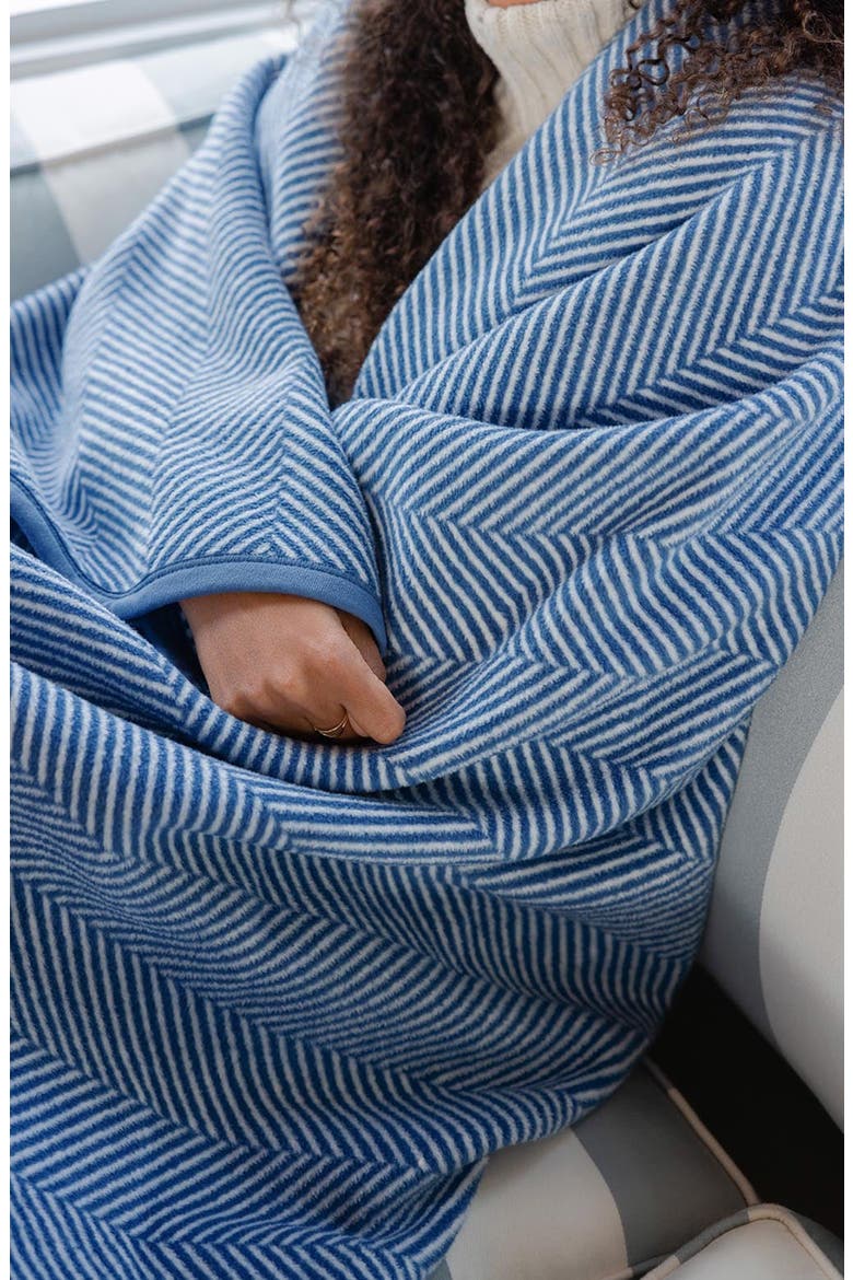 Harborview Herringbone Throw Blanket, Alternate, color, CORNFLOWER