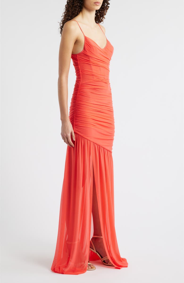 Black Halo Kristen Shirred Gown, Alternate, color, Coral