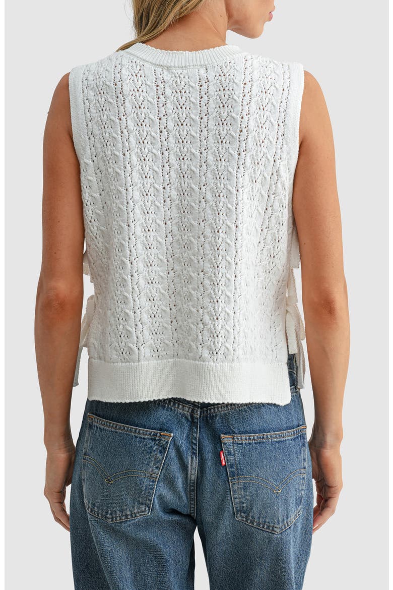 Pointelle Side Tie Tank, Alternate, color, OFF WHITE