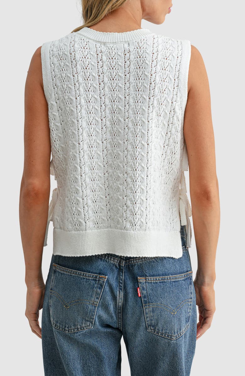 All in Favor Pointelle Side Tie Tank, Alternate, color, Off White
