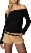 EDIKTED Elona Off the Shoulder Long Sleeve Knit Top