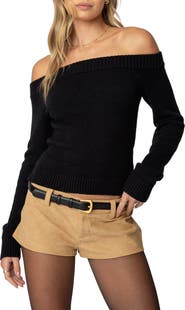 EDIKTED Elona Off the Shoulder Long Sleeve Knit Top