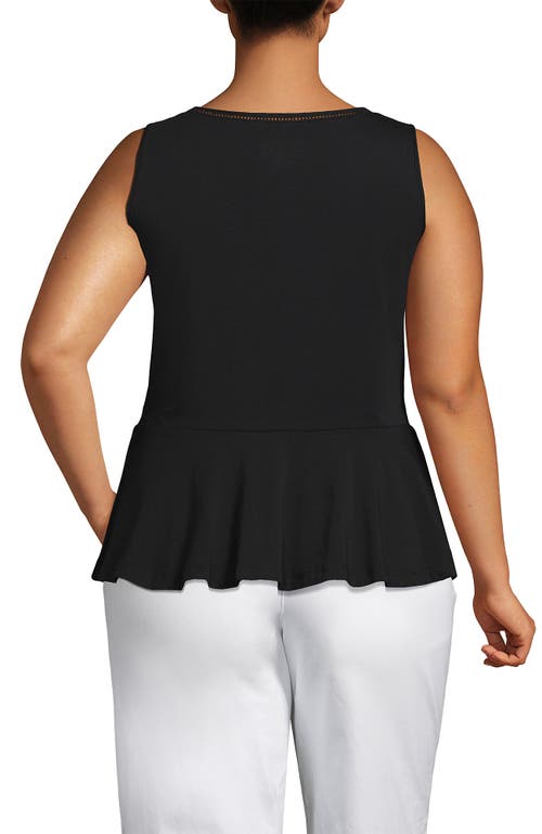 Lands' End Regular Size Sleeveless Lwcm Lattice Peplum Vneck Top In Black
