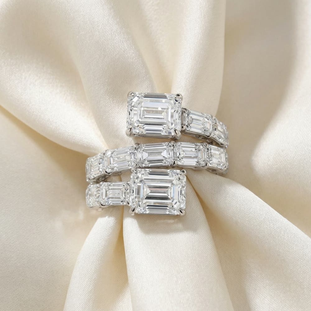 Женские аксессуары Bliss Diamond 6 1/2Ct Emerald Cut Diamond Ring Gold Women's Right Hand Anniversary Band — фото 4